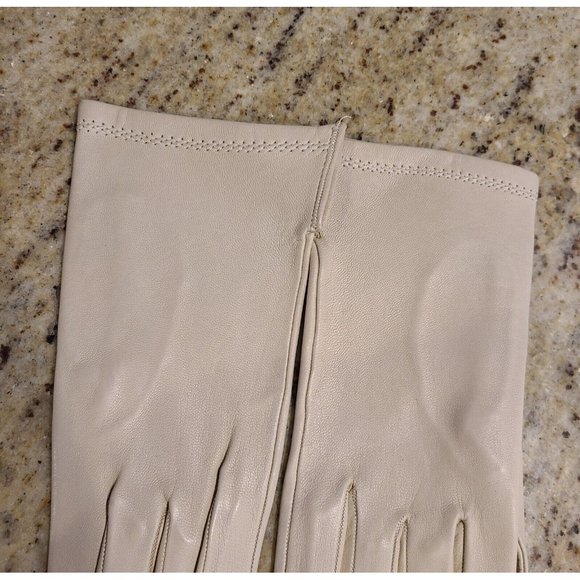 New! Size S 7 Soft Leather Beige 8.5" Formal Gloves Stitching Wrist Detail - Picture 4 of 12